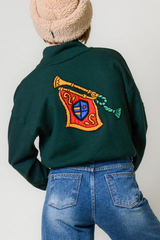 80s Escada Emerald Wool Novelty Sweater