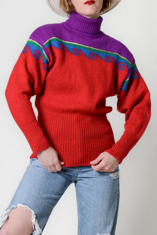 Vibrant Pierre Cardin Wool Novelty Sweater