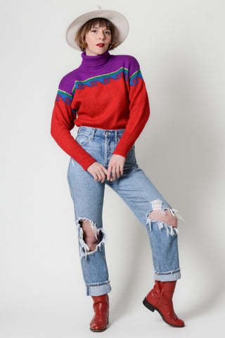 Vibrant Pierre Cardin Wool Novelty Sweater