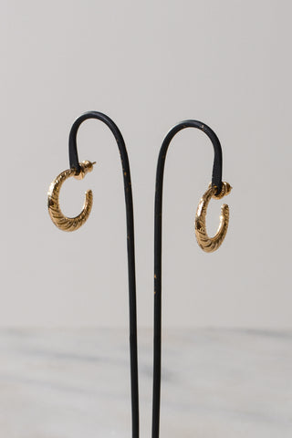 Etched Gold Huggie Hoop Earrings