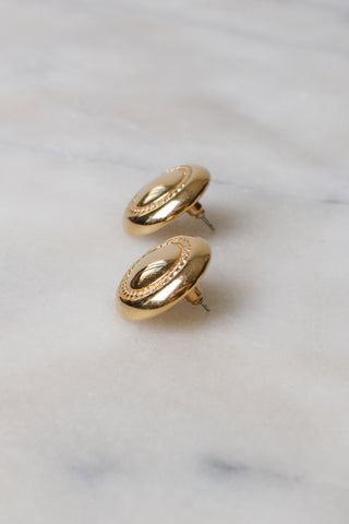 Monet Circle Disc Gold Studs