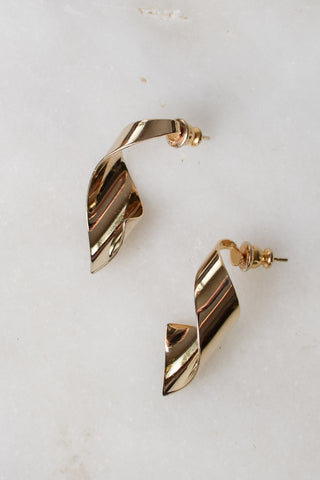 Ribbon Twist Gold Earrings
