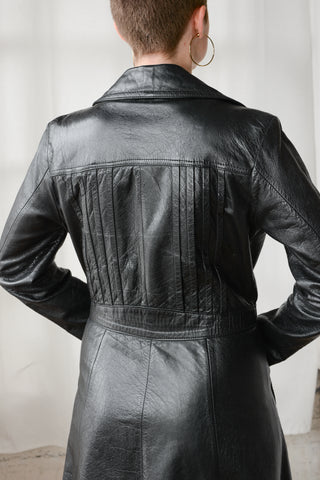 Gorgeous Black Leather Trench Coat