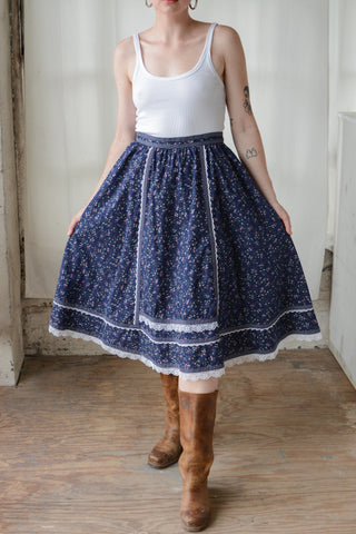 Gunne Sax Calico Ribbon Lace Maxi Skirt ~ 29W