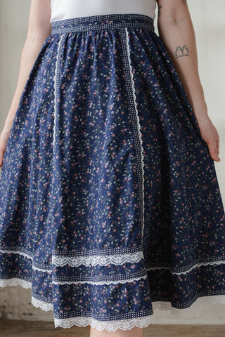 Gunne Sax Calico Ribbon Lace Maxi Skirt ~ 29W