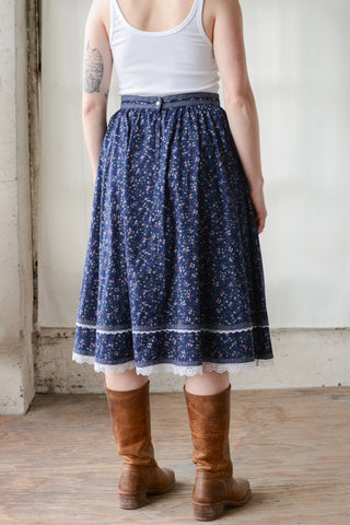 Gunne Sax Calico Ribbon Lace Maxi Skirt ~ 29W