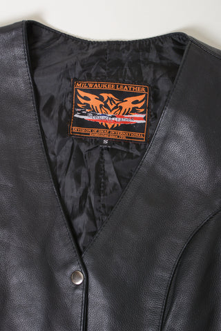 Lace Up Leather Moto Vest
