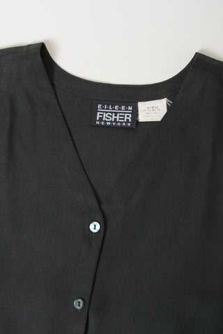 Eileen Fisher Black Silk Vest