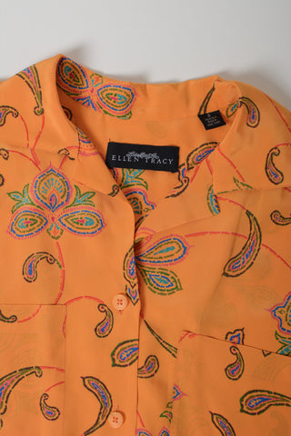 Tangerine Ellen Tracy Paisley Silk Top