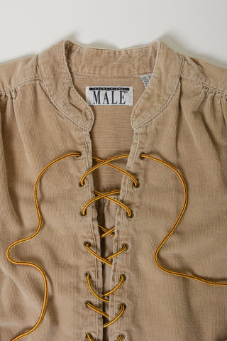 Corset Lace Front Corduroy Shirt
