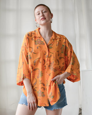 Tangerine Ellen Tracy Paisley Silk Top