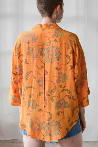 Tangerine Ellen Tracy Paisley Silk Top