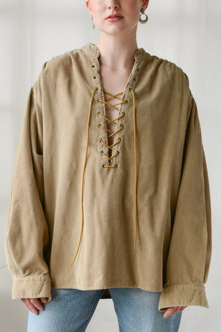 Corset Lace Front Corduroy Shirt
