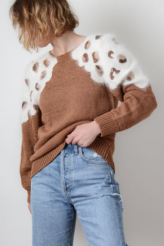 Angora Leopard Novelty Knit Sweater