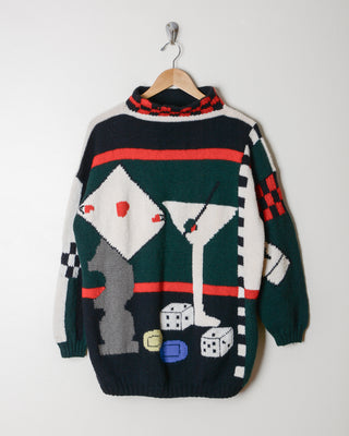 Rare Berek Martini Casino Novelty Wool Sweater