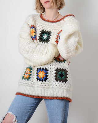 Cozy 70s Granny Square Sweater