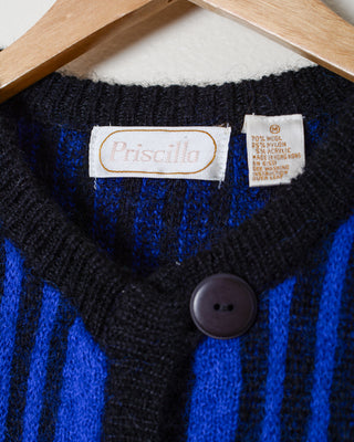 Cobalt & Black Geometric Wool Cardigan