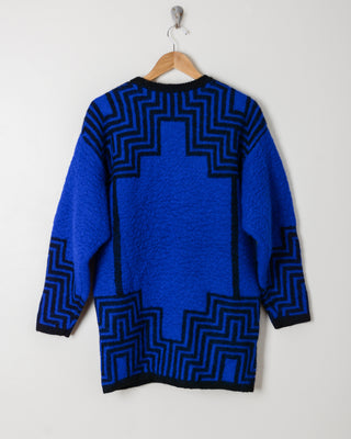 Cobalt & Black Geometric Wool Cardigan