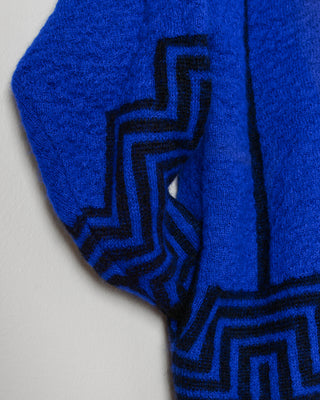 Cobalt & Black Geometric Wool Cardigan