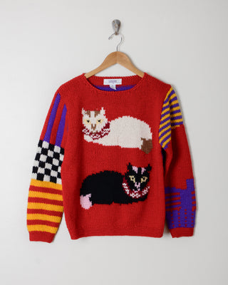 Vibrant I.Magnin Scarf Kitty Wool Sweater