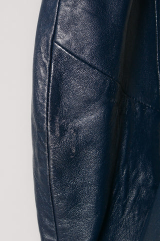 Rad Navy Leather Trench Coat