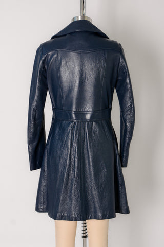 Rad Navy Leather Trench Coat