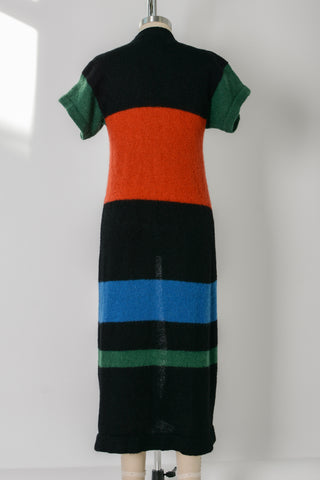 Mohair Wool Stripe Long Cardigan