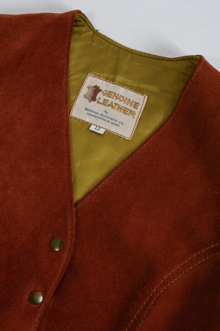 Rust 70s Snap Front Suede Set