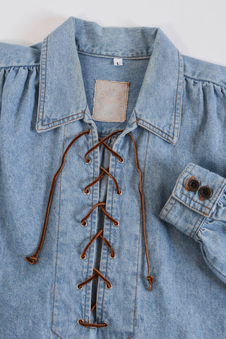 Lace Up Chambray Shirt