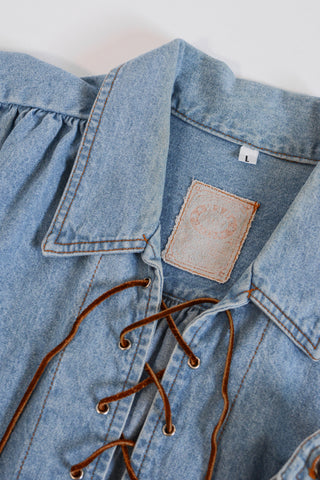 Lace Up Chambray Shirt