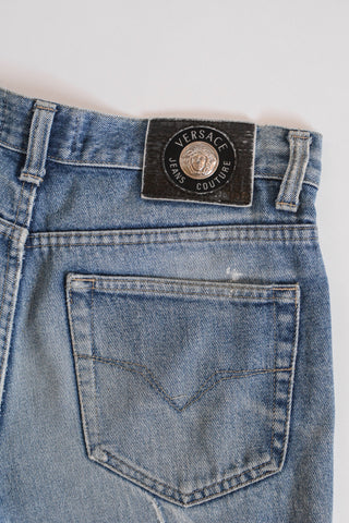 Designer Mid Rise Denim Cut Off Shorts ~ 33W