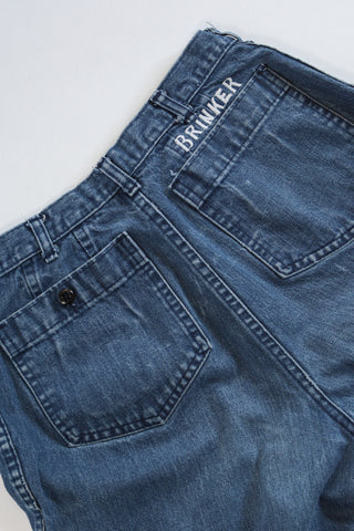 70s Navy Dungaree Wide Leg Jeans ~ 29W