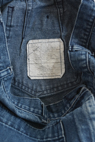 70s Navy Dungaree Wide Leg Jeans ~ 29W