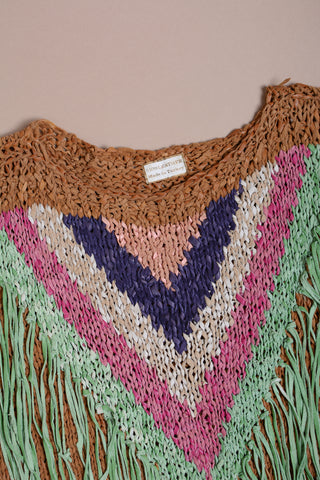Colorful Fringe Woven Leather Top