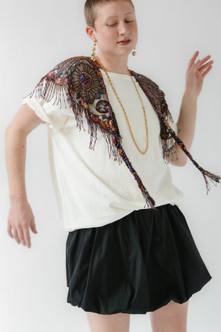 Stunning Beaded Fringe Sheer Capelet