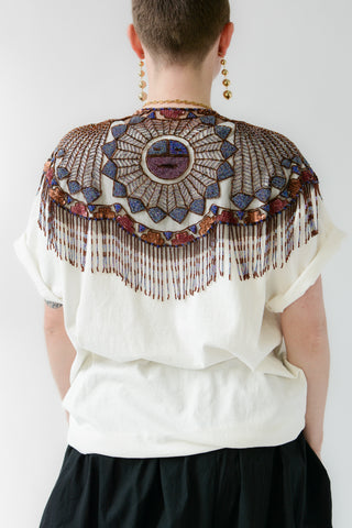 Stunning Beaded Fringe Sheer Capelet