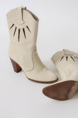Pony Hair Sunburst Stacked Heel Cowboy Boots ~ 7-7.5