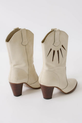 Pony Hair Sunburst Stacked Heel Cowboy Boots ~ 7-7.5