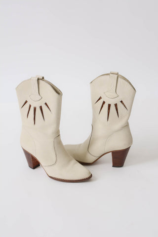 Pony Hair Sunburst Stacked Heel Cowboy Boots ~ 7-7.5