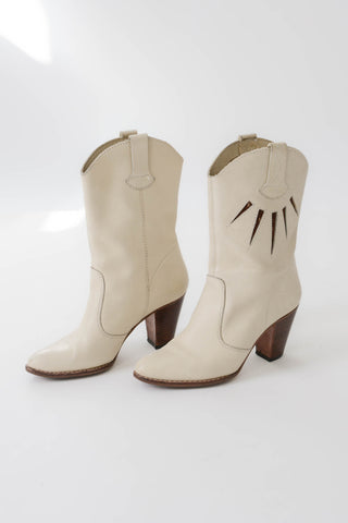Pony Hair Sunburst Stacked Heel Cowboy Boots ~ 7-7.5