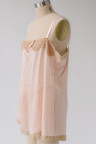 Antique Lace Embroidered Peach Step In Romper