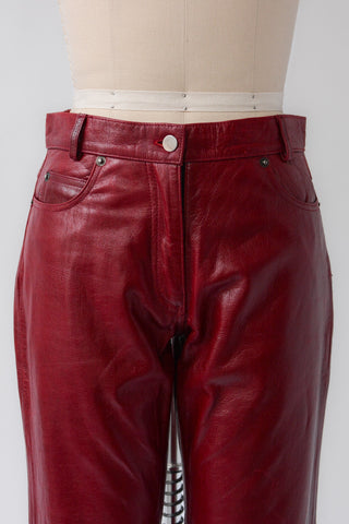 Badass Oxblood Leather Pants ~ 30-31W