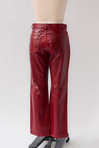 Badass Oxblood Leather Pants ~ 30-31W