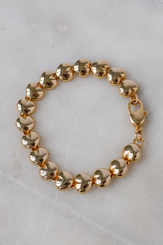 Gold Heart Link Bracelet