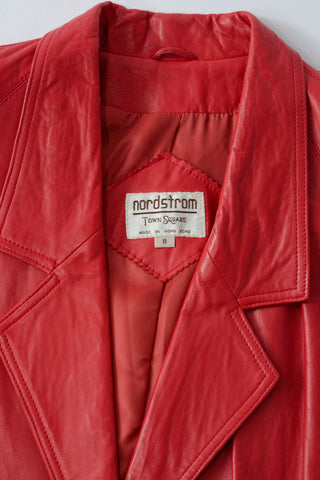 80s Nordstrom Red Buttery Leather Blazer