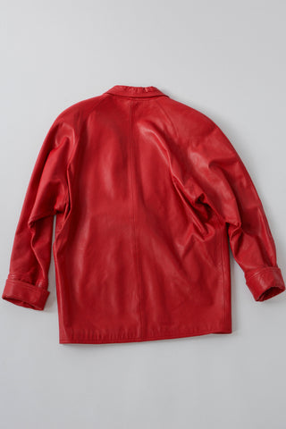 80s Nordstrom Red Buttery Leather Blazer