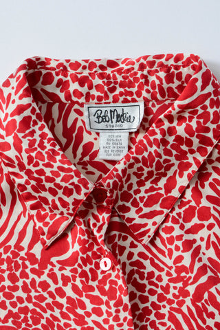 Bob Mackie Silk Animal Print Top
