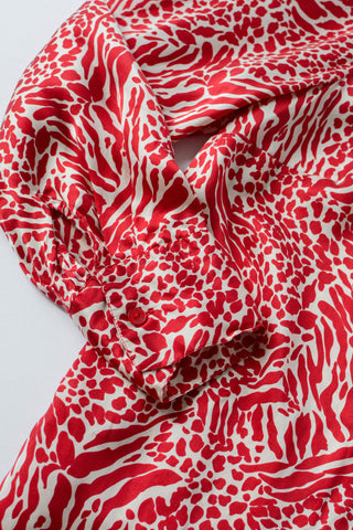 Bob Mackie Silk Animal Print Top