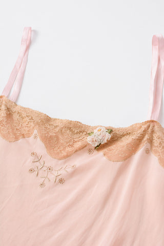 Antique Lace Embroidered Peach Step In Romper
