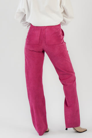Hot Pink Suede Mid Rise Pants ~ 31W